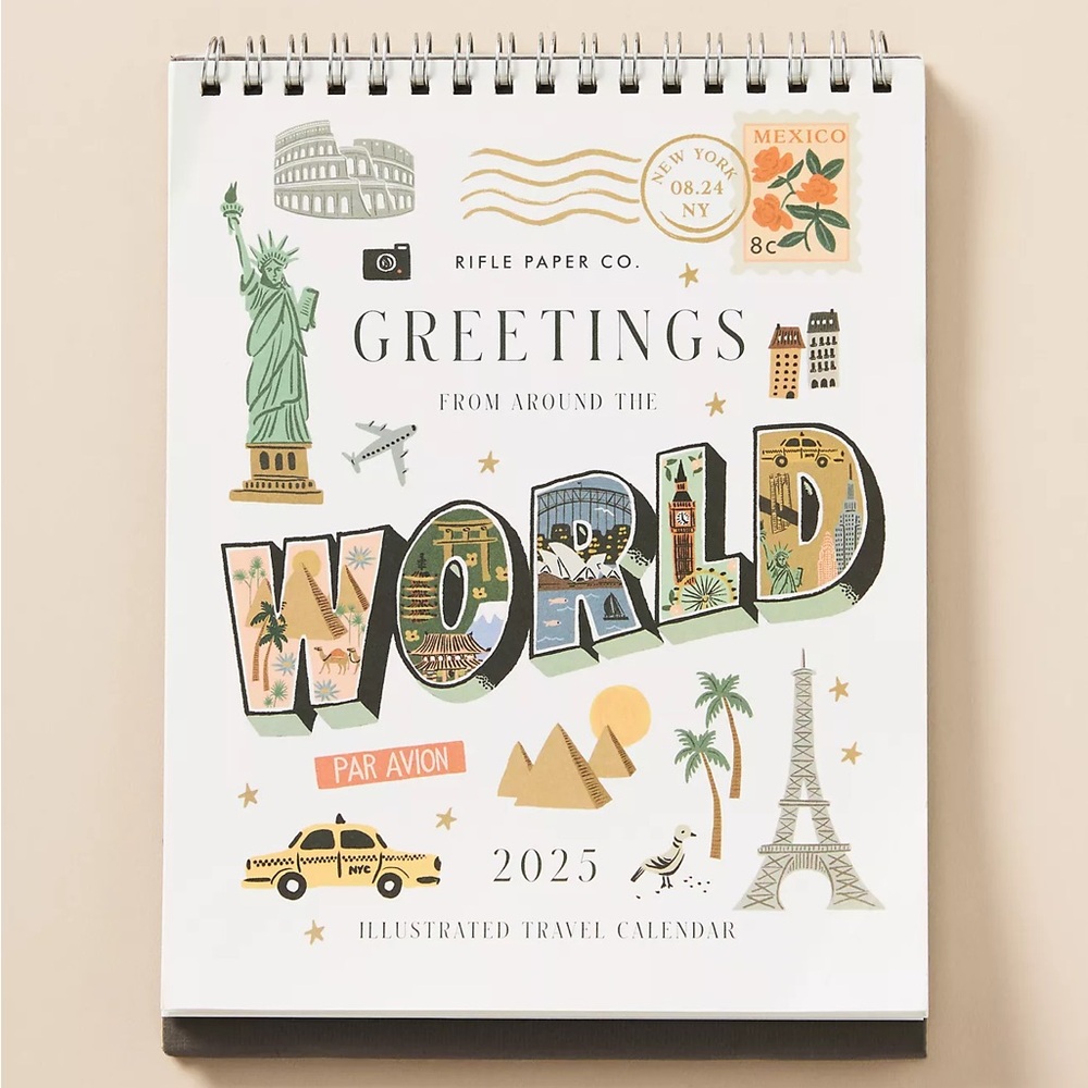 RIFLE PAPER CO. 2025 GREETINGS FROM AROUND THE WORLD DESK MINI CALENDAR